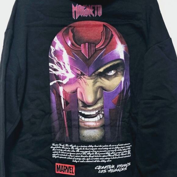 CVLA x Marvel Villains Magneto Hoodie Men's Size L Black Streetwear Casual NEW - Picture 2 of 6